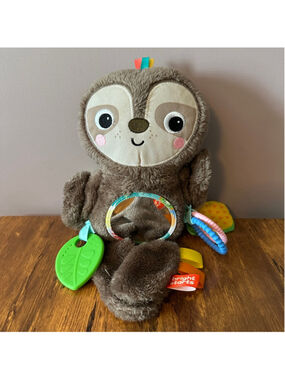 Bright Starts Sloth Activity Toy Plush Mirror Teether Sensory Baby Stroller Toy
